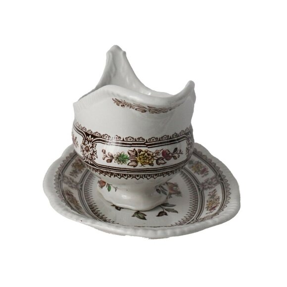 Vintage Wood & Sons Burslem Dorset Gravy Boat with Plate 1950s - Picture 2 of 7